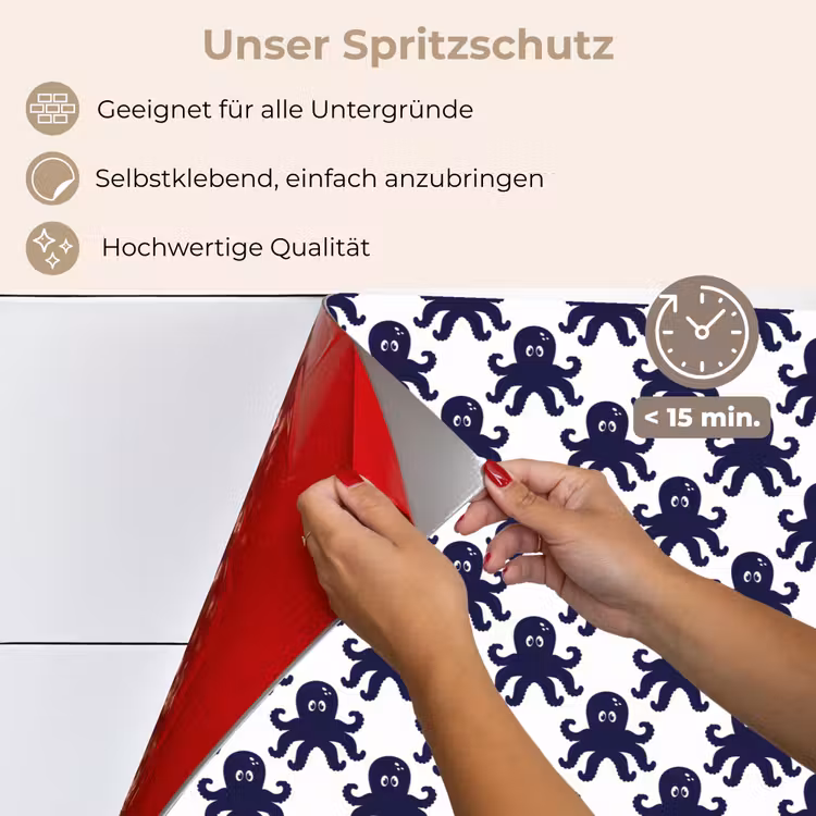 Oceaan - Octo - Blauw - Wit keuken achterwand spatscherm klein 900 -spatscherm_DE