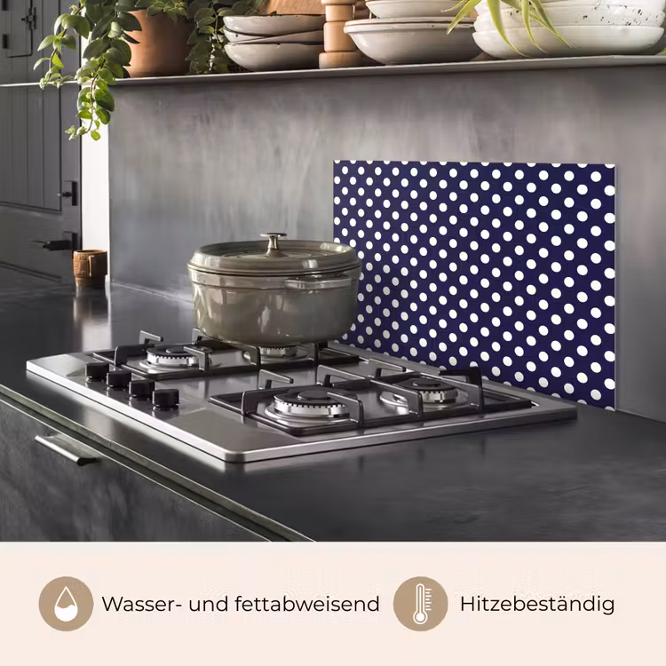 Oceaan - Stippen - Blauw - Wit keuken achterwand spatscherm klein 900 -usp_DE