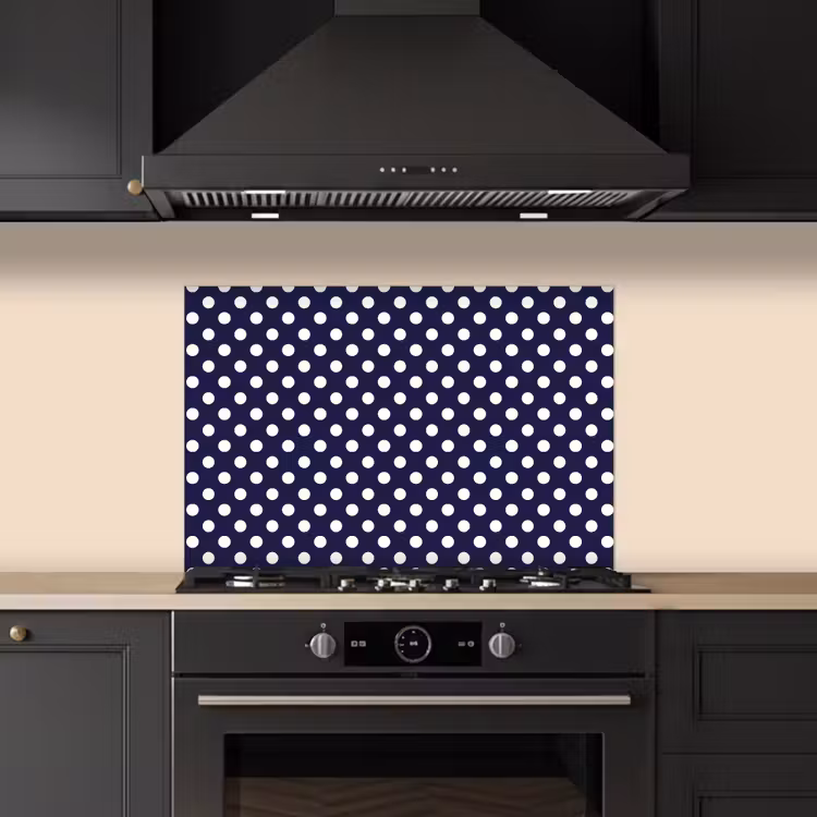 Oceaan - Stippen - Blauw - Wit keuken achterwand spatscherm klein 900 -sfeer1