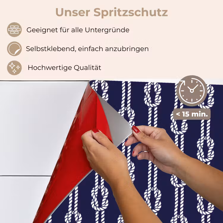 Oceaan - Touw - Blauw - Wit keuken achterwand spatscherm klein 900 -spatscherm_DE