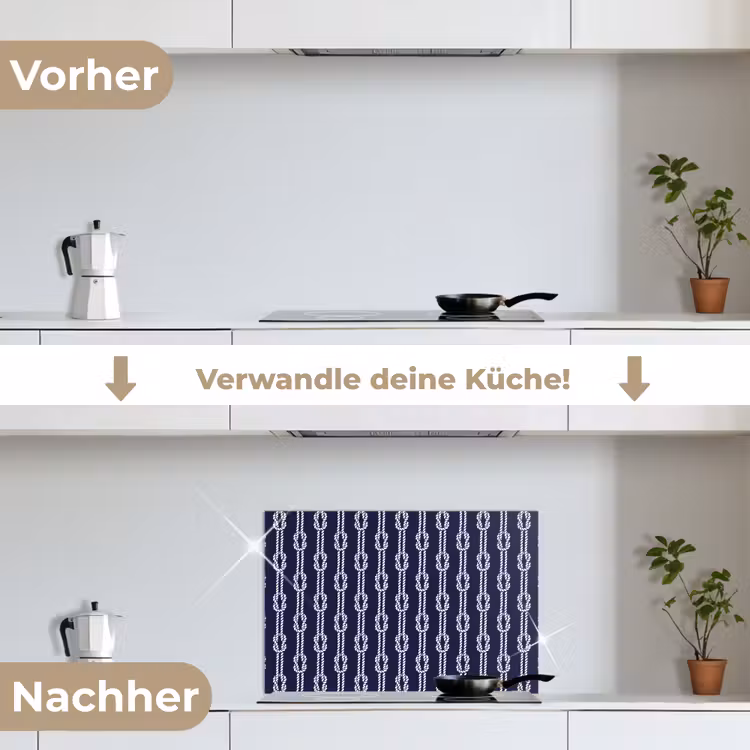 Oceaan - Touw - Blauw - Wit keuken achterwand spatscherm klein 900 -voor_na_DE
