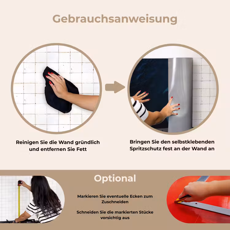 Oceaan - Walvishaai - Donkerblauw - Vlekken keuken achterwand spatscherm klein -gebruiksaanwijzing_DE