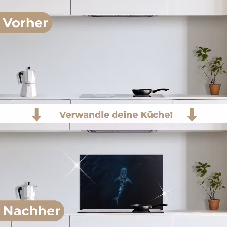 Oceaan - Walvishaai - Donkerblauw - Vlekken keuken achterwand spatscherm klein -voor_na_DE
