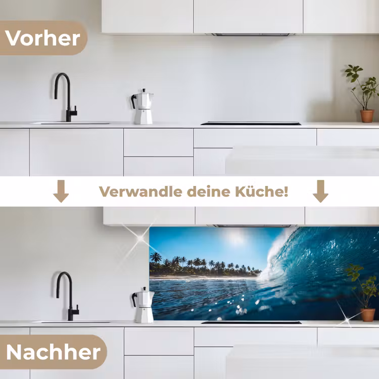 Oceaan - Golf - Strand - Natuur - Blauw keuken achterwand 2 middel -voor-na_DE