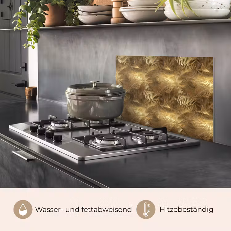 Palm - Waaier - Goud keuken achterwand spatscherm klein 900 -usp_DE