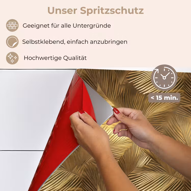 Palm - Waaier - Goud keuken achterwand spatscherm klein 900 -spatscherm_DE
