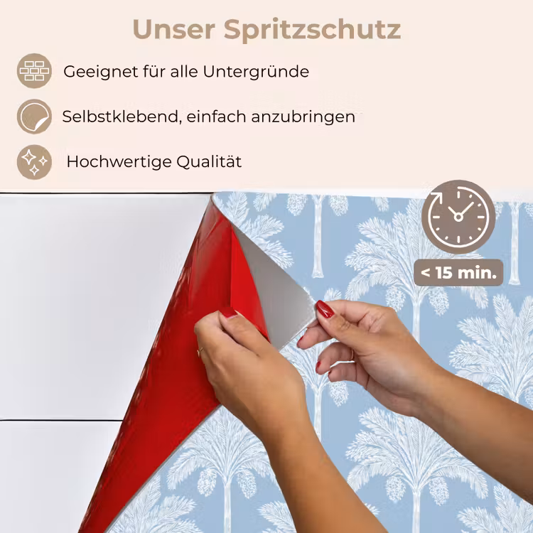 Palmboom - Modern - Blauw keuken achterwand spatscherm klein 900 -spatscherm_DE