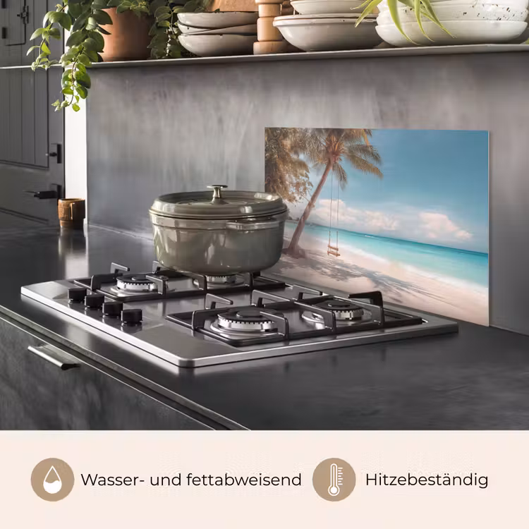 Palmboom - Schommel - Strand - Lucht keuken achterwand spatscherm klein -usp_DE