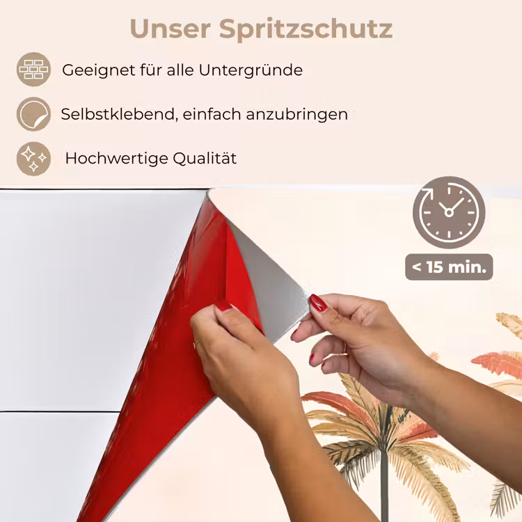 Palmbomen - Heuvels - Minimalistisch - Zachtroze keuken achterwand spatscherm klein -spatscherm_DE