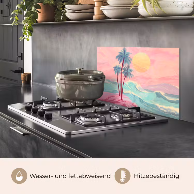Palmbomen - Golven - Zee keuken achterwand spatscherm klein -usp_DE