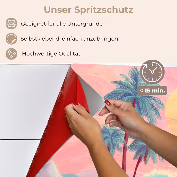 Palmbomen - Golven - Zee keuken achterwand spatscherm klein -spatscherm_DE