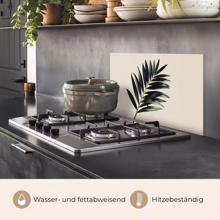 Palmblad - Subtiel - Groen - beige keuken achterwand spatscherm klein -usp_DE