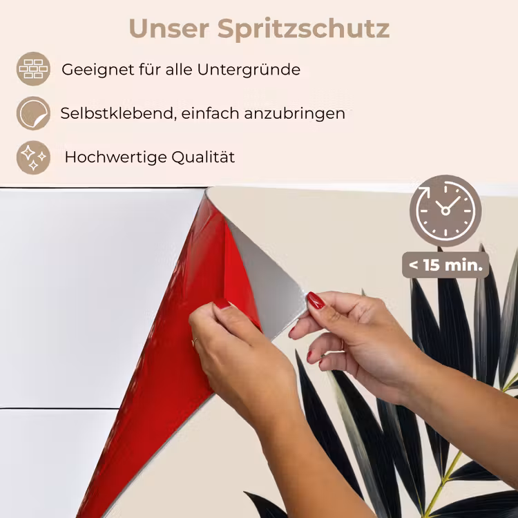 Palmblad - Subtiel - Groen - beige keuken achterwand spatscherm klein -spatscherm_DE
