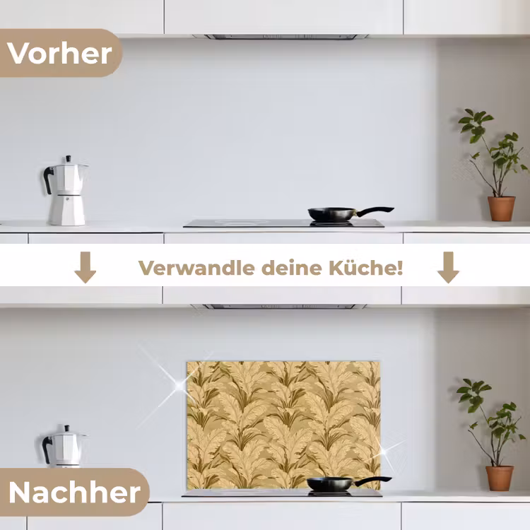 Palmbladeren - Klassiek - Groen keuken achterwand spatscherm klein 900 -voor_na_DE
