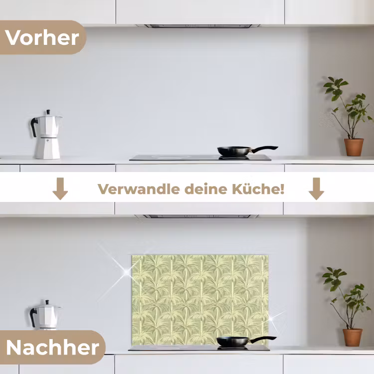 Palmwoud - Tropisch - Groen keuken achterwand spatscherm klein 900 -voor_na_DE