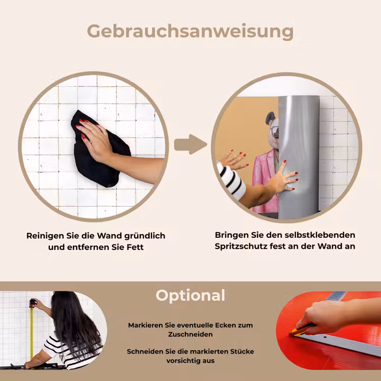 Panda - Pak - Zonnebril - Blauw keuken achterwand spatscherm klein -gebruiksaanwijzing_DE