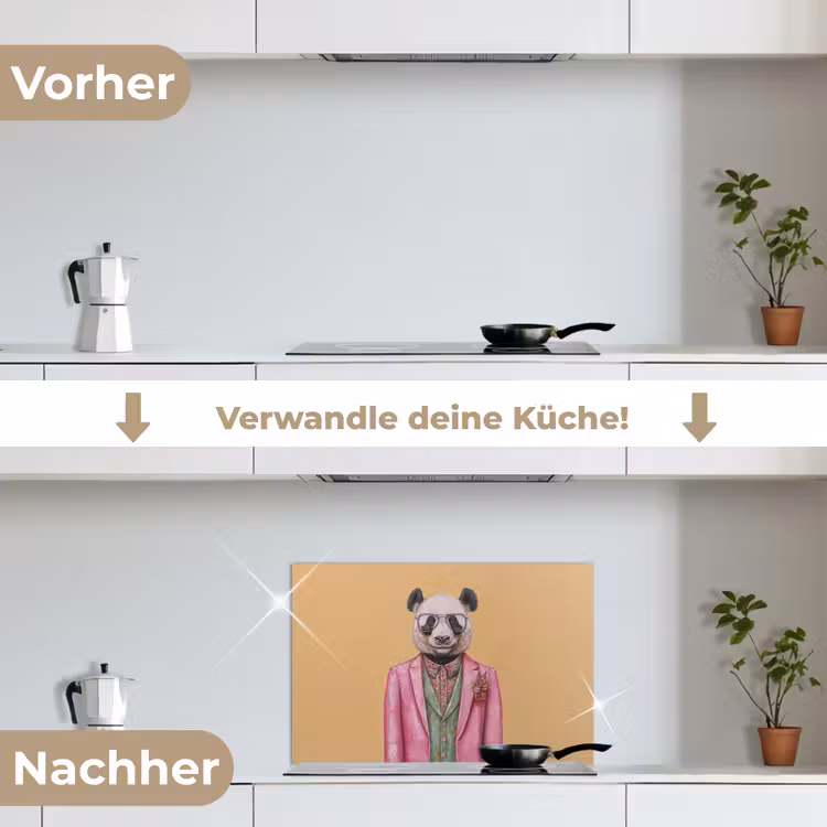 Panda - Pak - Zonnebril - Blauw keuken achterwand spatscherm klein -voor_na_DE
