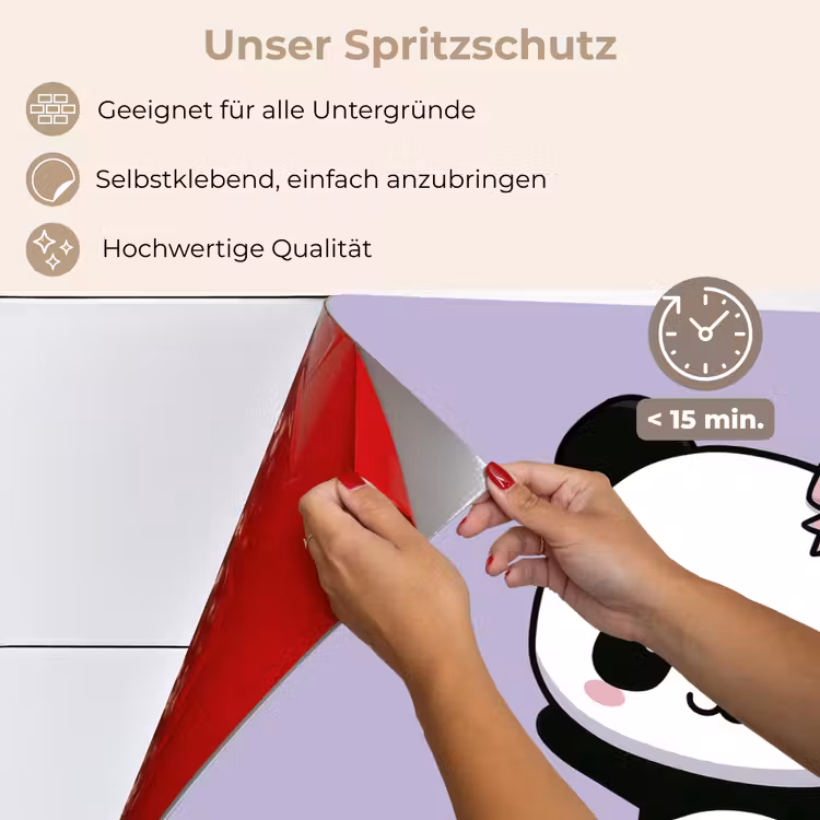 Panda - Paars - Sierlijk - Kawaii keuken achterwand spatscherm klein -spatscherm_DE
