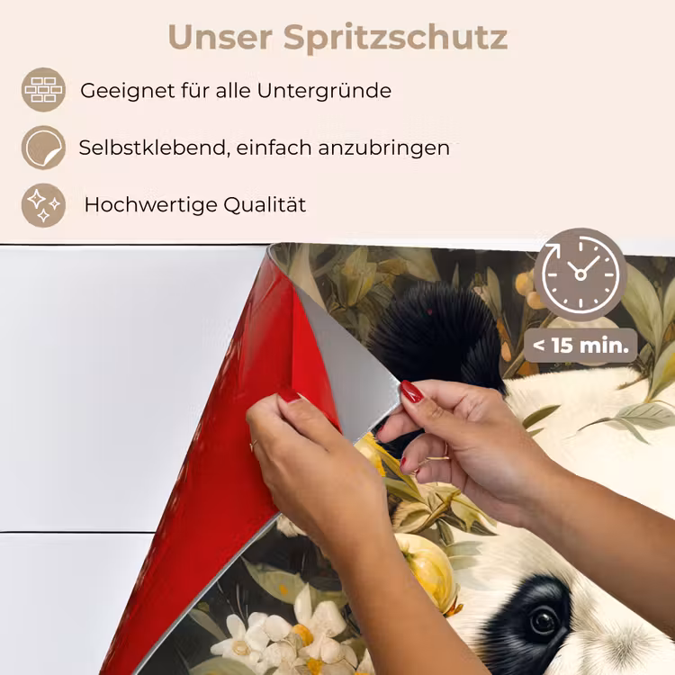 Panda - Pandabeer - Wilde dieren - Natuur - Bloemen keuken achterwand spatscherm klein -spatscherm_DE