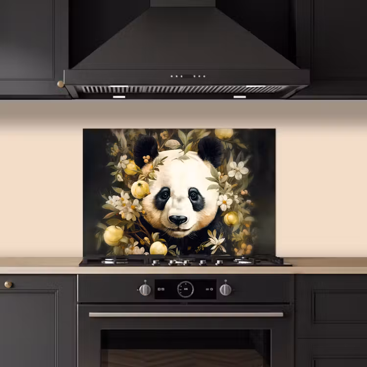 Panda - Pandabeer - Wilde dieren - Natuur - Bloemen keuken achterwand spatscherm klein -sfeer1