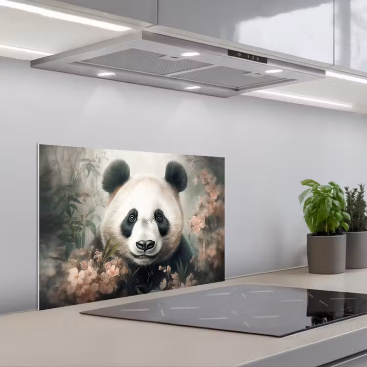 Panda - Dieren - Bloemen - Planten keuken achterwand spatscherm klein -3d_schuin