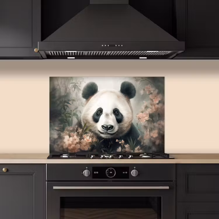 Panda - Dieren - Bloemen - Planten keuken achterwand spatscherm klein -sfeer1