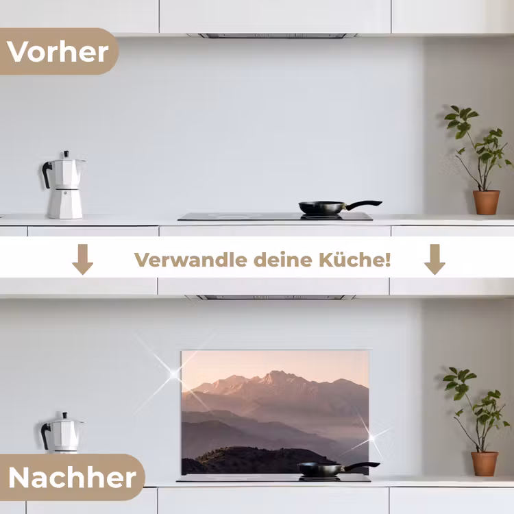 Panorama - Landschap - Bergen keuken achterwand spatscherm klein -voor_na_DE