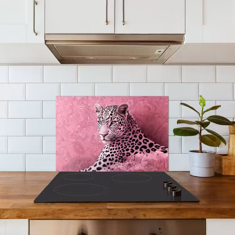 Panter - Luxe - Roze keuken achterwand spatscherm klein -sfeer2