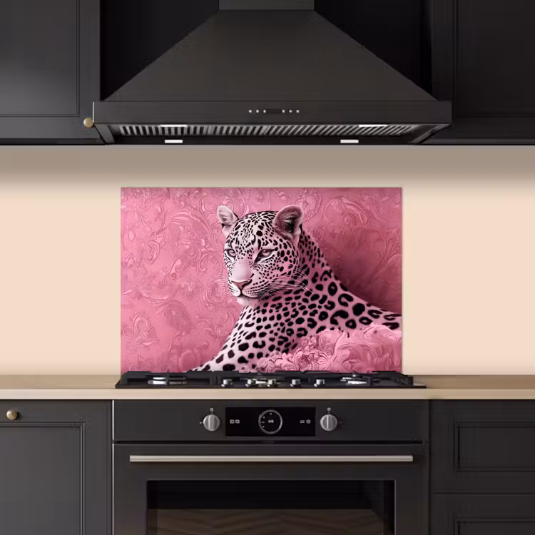 Panter - Luxe - Roze keuken achterwand spatscherm klein -sfeer1