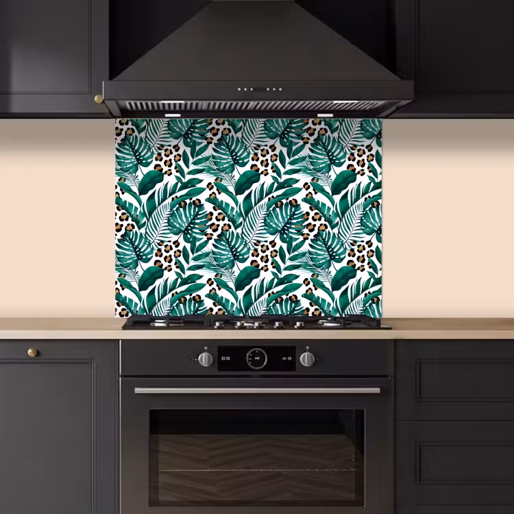 Panterprint - Bladeren - Jungle keuken achterwand spatscherm middel -sfeer1