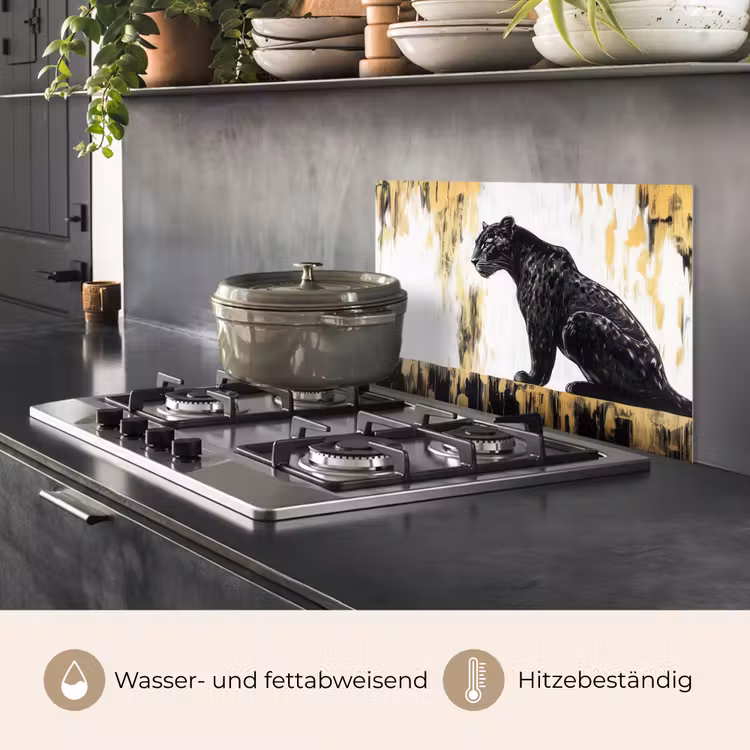 Panter - Zwart - Abstract - Goud keuken achterwand spatscherm klein -usp_DE