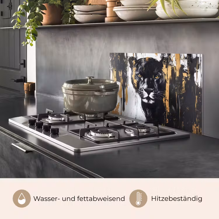 Panter - Zwart - Abstract - Verfstreken keuken achterwand spatscherm klein -usp_DE