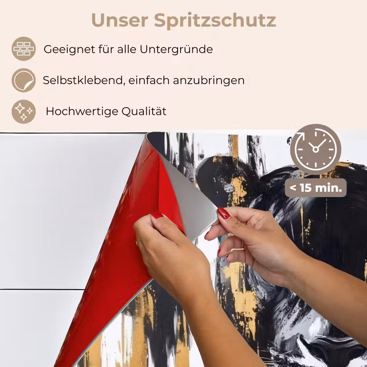 Panter - Zwart - Abstract - Verfstreken keuken achterwand spatscherm klein -spatscherm_DE