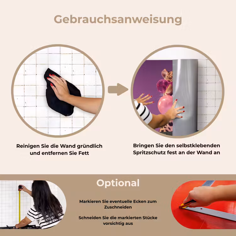 Panter - Zonnebril - Kauwgombel - Roze keuken achterwand spatscherm klein -gebruiksaanwijzing_DE