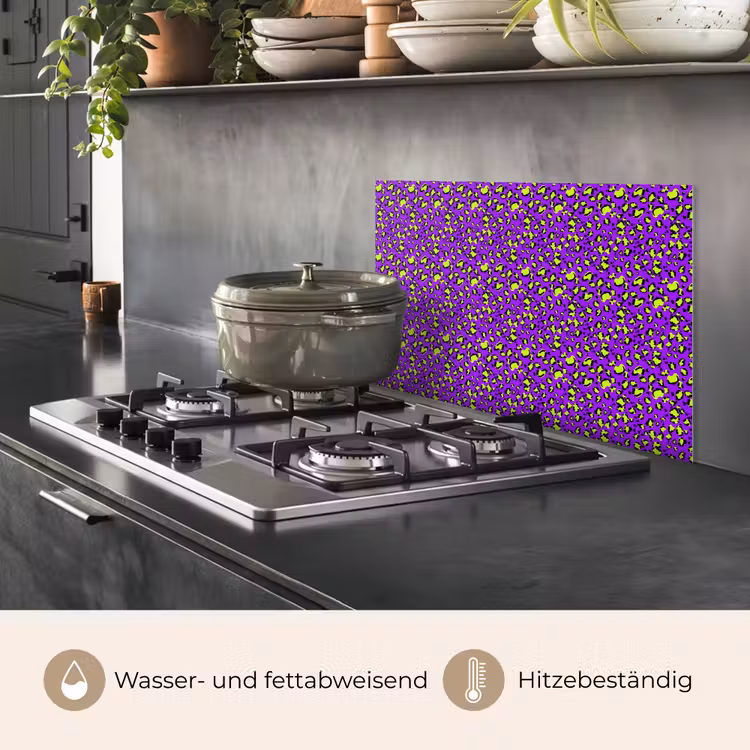 Panterprint - Paars - Groen - Neon keuken achterwand spatscherm klein 900 -usp_DE