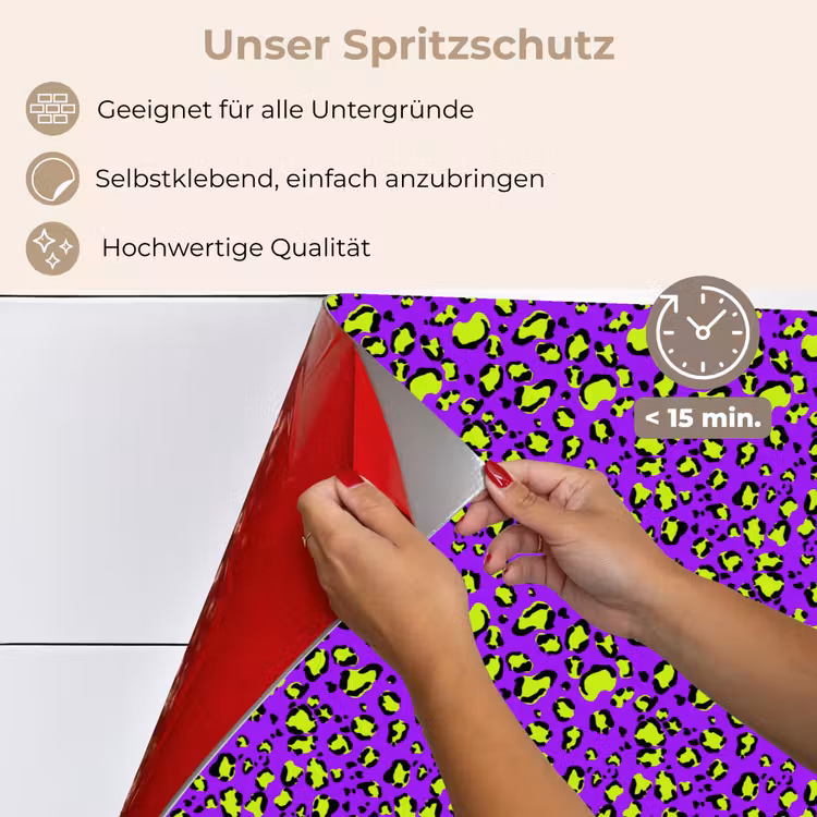 Panterprint - Paars - Groen - Neon keuken achterwand spatscherm klein 900 -spatscherm_DE