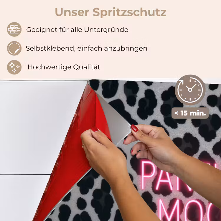 Panterprint - Zwart - Neonletters - Roze keuken achterwand spatscherm klein -spatscherm_DE