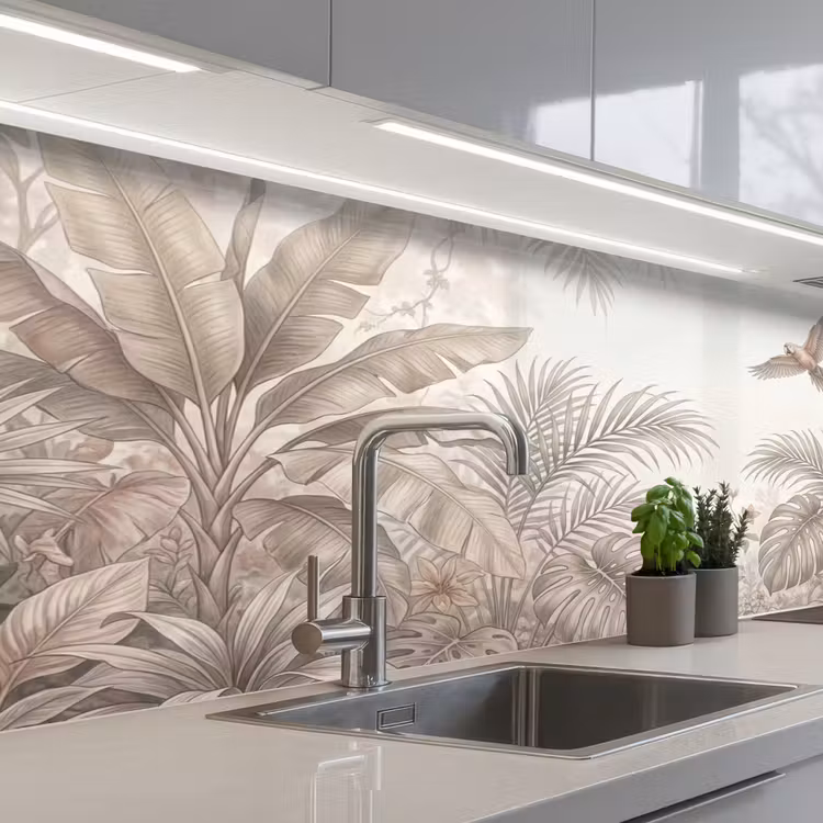 Papagaai - Jungle - Tropisch keuken achterwand 2 middel -3d_schuin