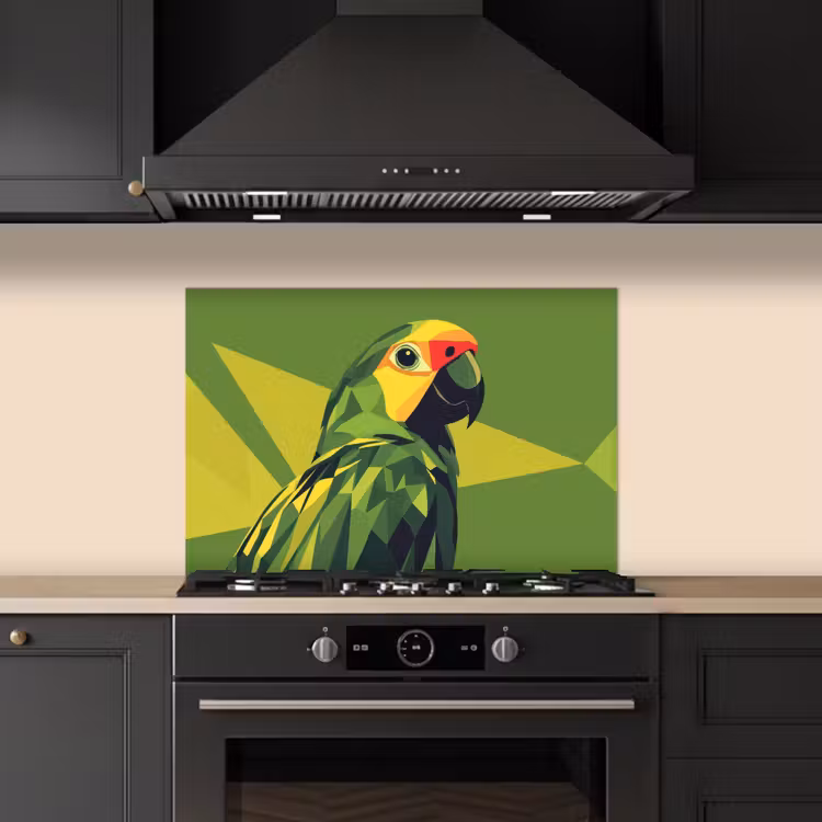 Papegaai - Groen - Snavel - Abstract keuken achterwand spatscherm klein -sfeer1
