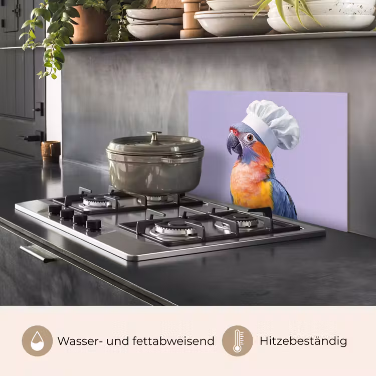 Papegaai - Koksmuts - Paars - Cute keuken achterwand spatscherm klein -usp_DE