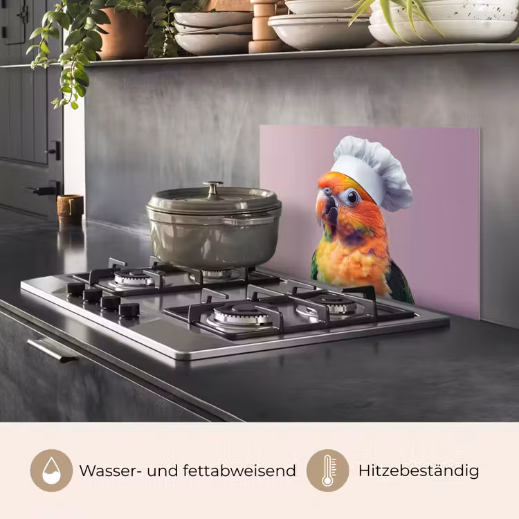 Papegaai - Koksmuts - Nieuwsgierig - Vogel keuken achterwand spatscherm klein -usp_DE