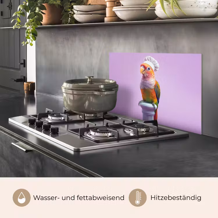 Papegaai - Koksmuts - Pilaar - Vogel keuken achterwand spatscherm klein -usp_DE