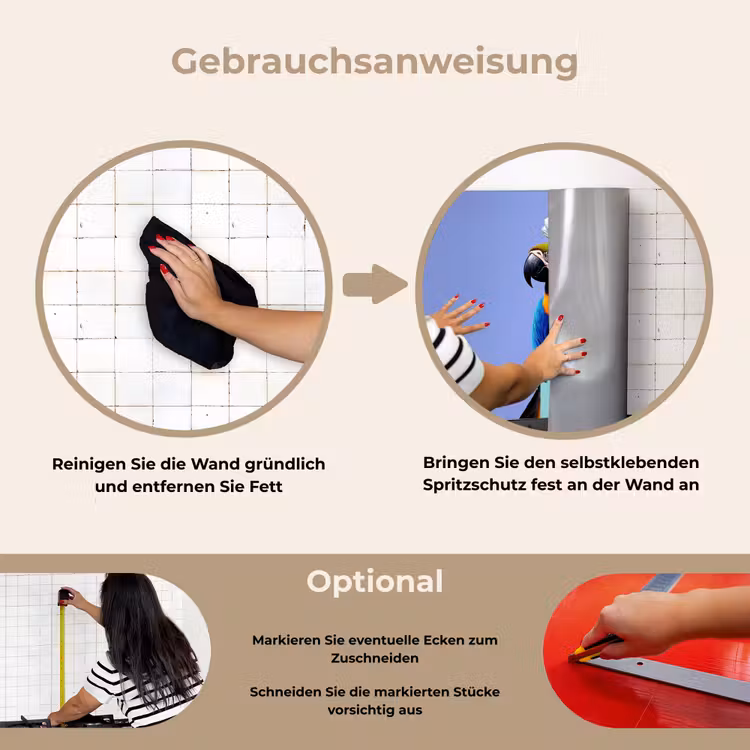 Papegaai - Koksmuts - Vogel - Leuk keuken achterwand spatscherm klein -gebruiksaanwijzing_DE