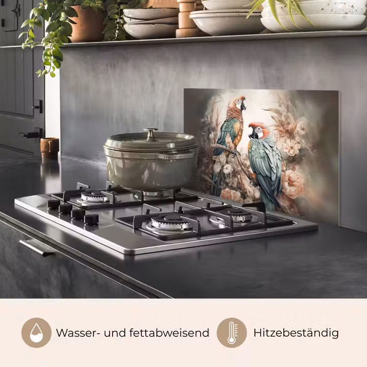 Papegaaien - Vogels - Natuur - Bloemen keuken achterwand spatscherm klein -usp_DE