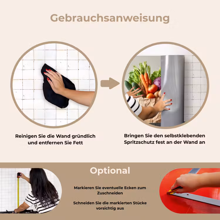 Papieren - Boodschappen - Groente - Kleurrijk keuken achterwand spatscherm klein -gebruiksaanwijzing_DE