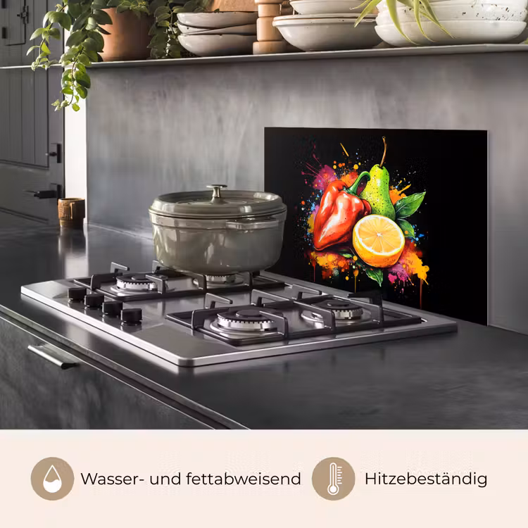 Paprika - Peer - Citroen - Graffiti - Verf - Abstract keuken achterwand spatscherm klein -usp_DE