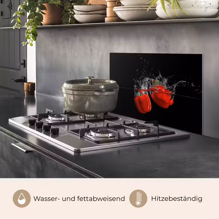Paprika - Groente - Stilleven - Water - Rood keuken achterwand spatscherm klein -usp_DE