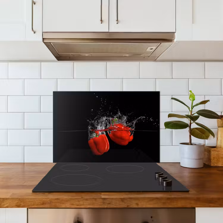 Paprika - Groente - Stilleven - Water - Rood keuken achterwand spatscherm klein -sfeer2