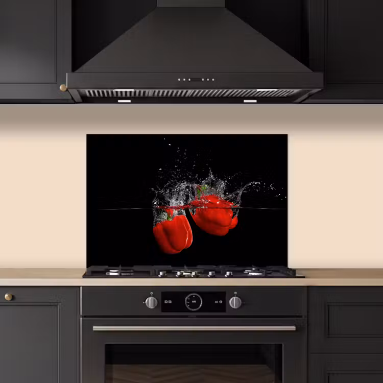 Paprika - Groente - Stilleven - Water - Rood keuken achterwand spatscherm klein -sfeer1