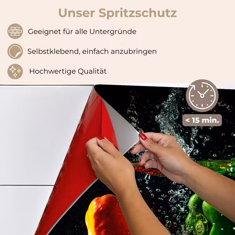 Paprika - Groente - Water - Zwart - Rood - Groen - Geel keuken achterwand spatscherm klein -spatscherm_DE